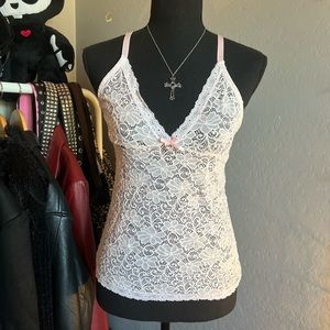 baby pink lace cami top